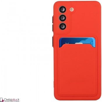 Švelnus silikoninis dėklas su kišenėle - raudonas (Samsung S21) Švelnus silikoninis dėklas su kišenėle - raudonas (Samsung S21)